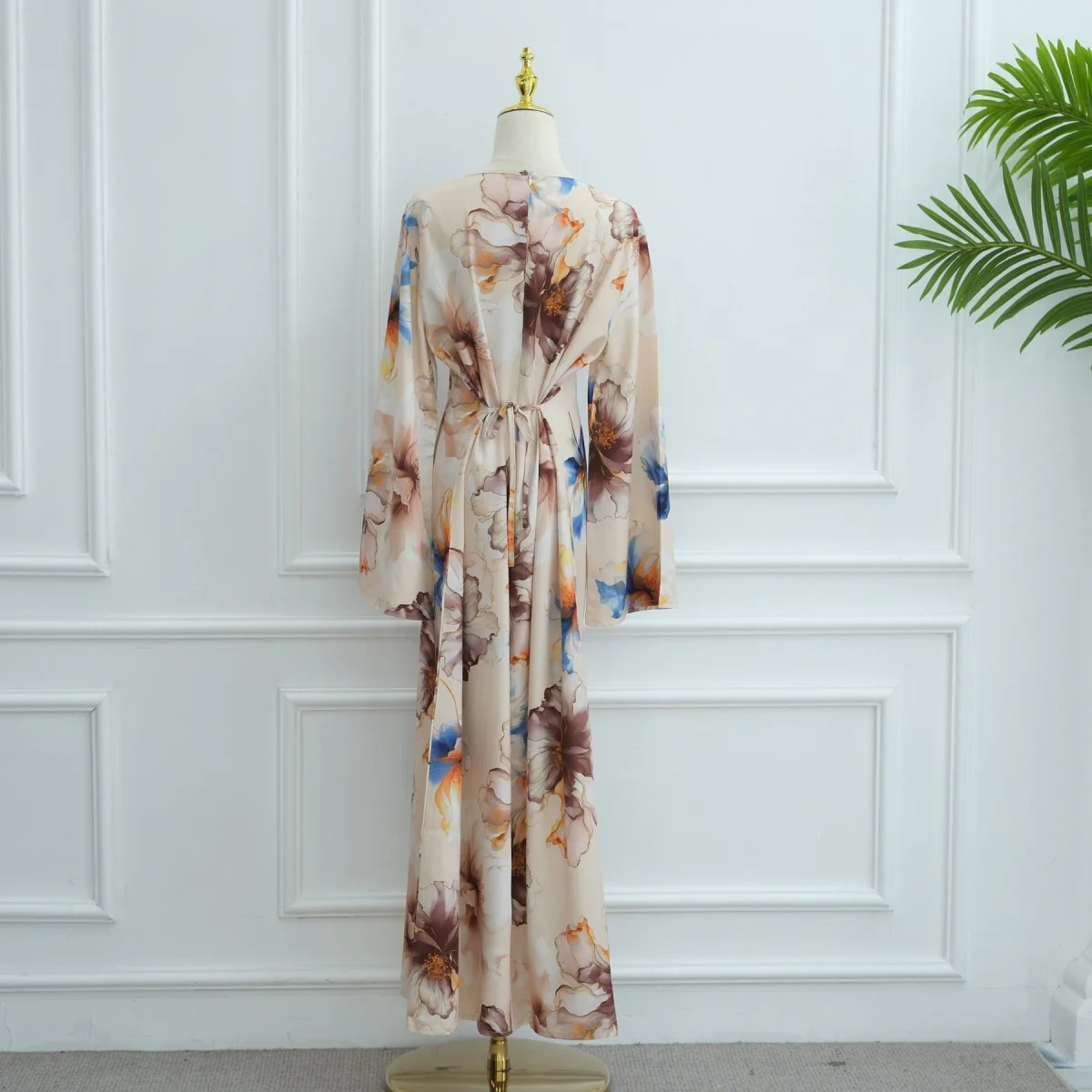 Floral Print Abaya with Bell Sleeves(MA332) - Image 14