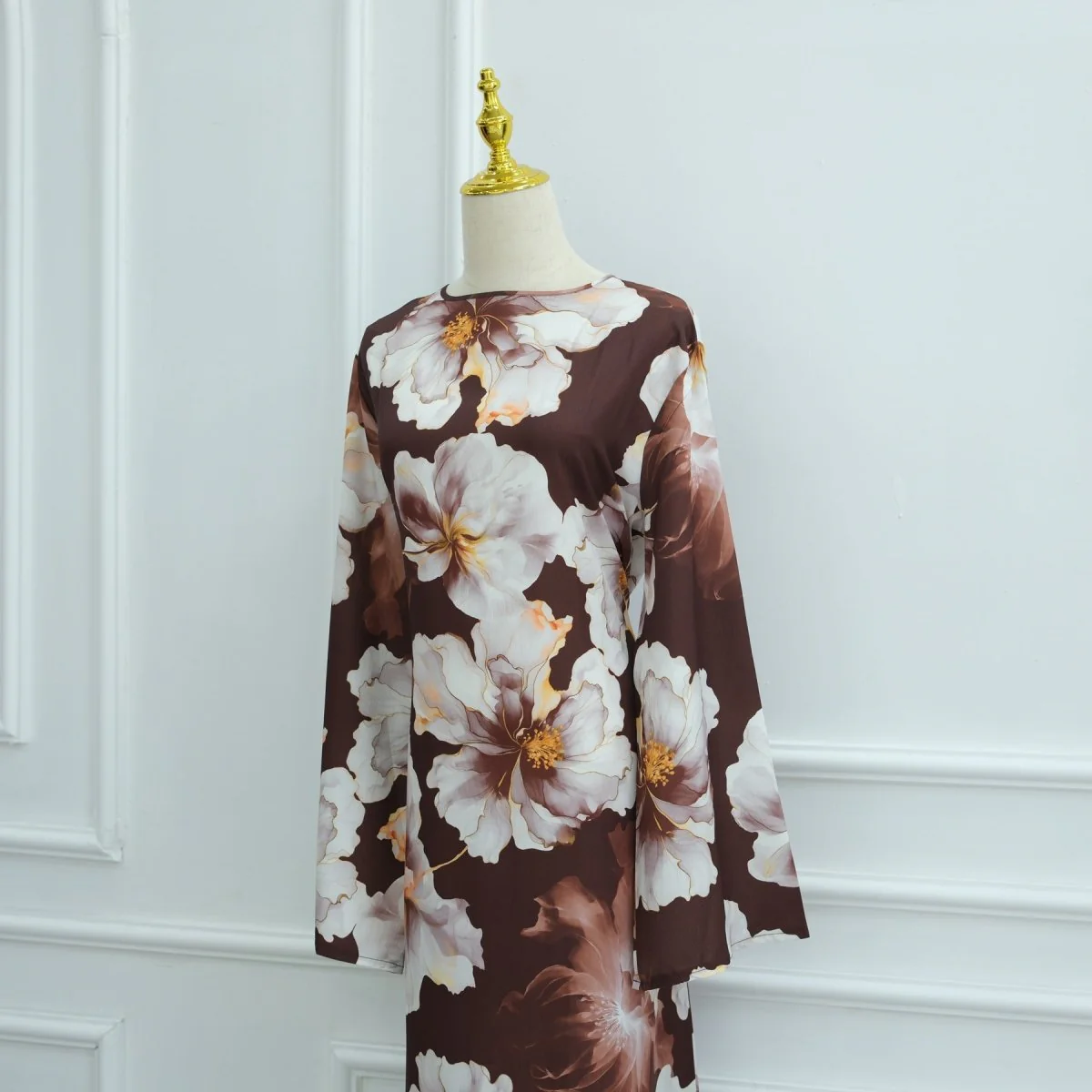 Floral Print Abaya with Bell Sleeves(MA332) - Image 16