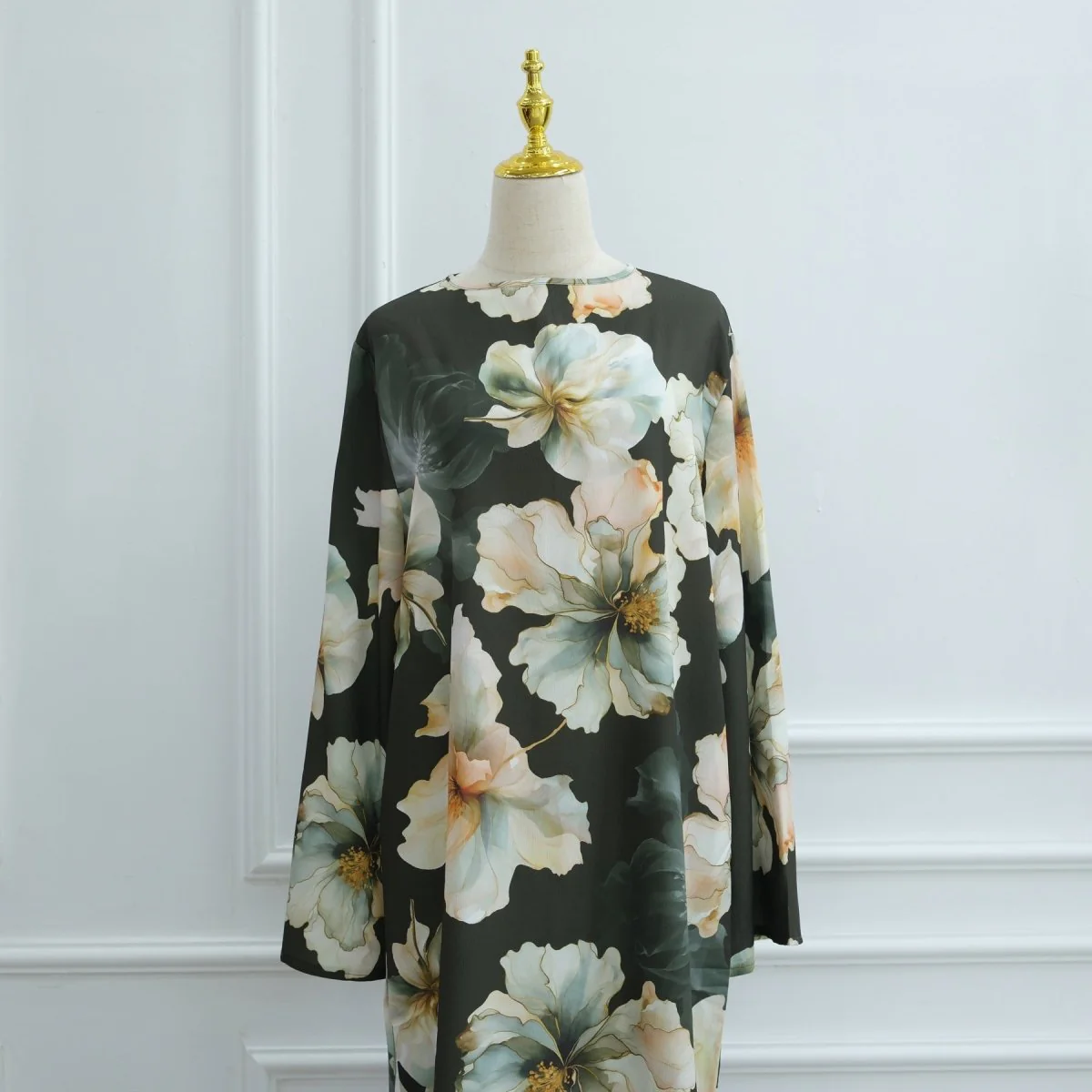 Floral Print Abaya with Bell Sleeves(MA332) - Image 18