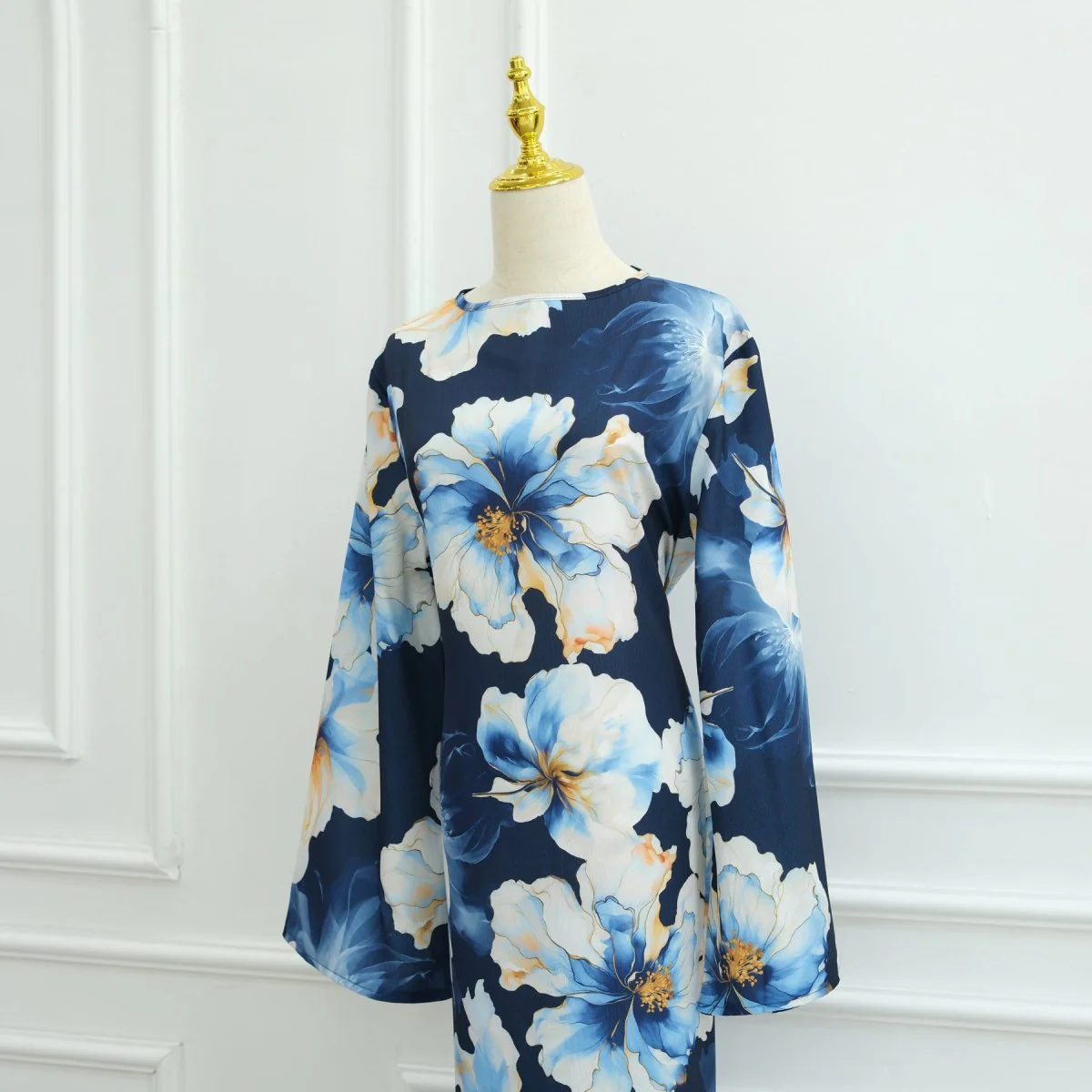 Floral Print Abaya with Bell Sleeves(MA332) - Image 21