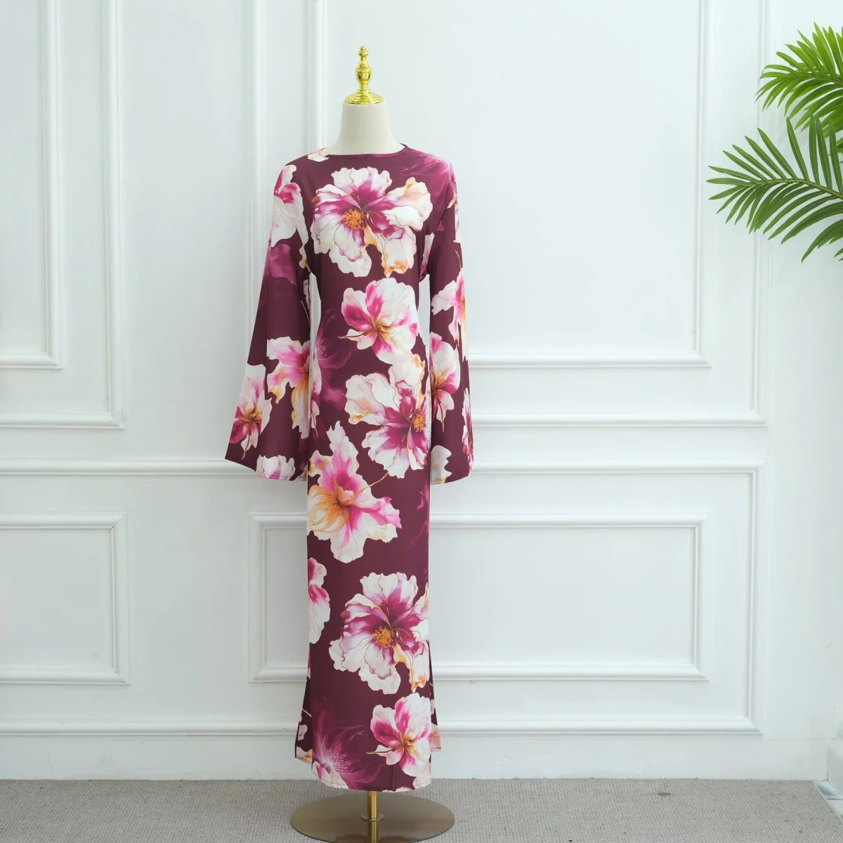 Floral Print Abaya with Bell Sleeves(MA332) - Image 22