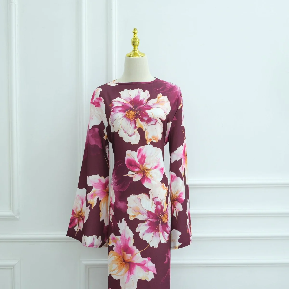 Floral Print Abaya with Bell Sleeves(MA332) - Image 23