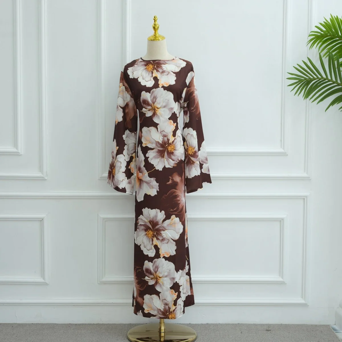 Floral Print Abaya with Bell Sleeves(MA332) - Image 24