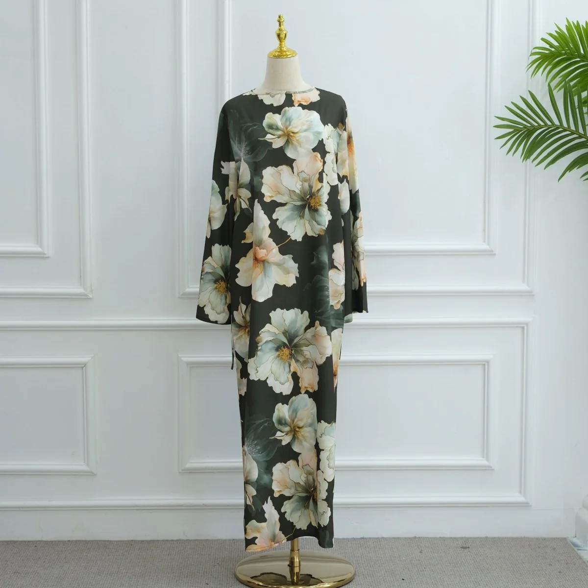 Floral Print Abaya with Bell Sleeves(MA332) - Image 25