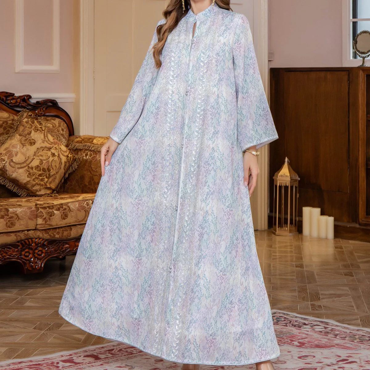 Floral Print Abaya(MA394) - Image 3
