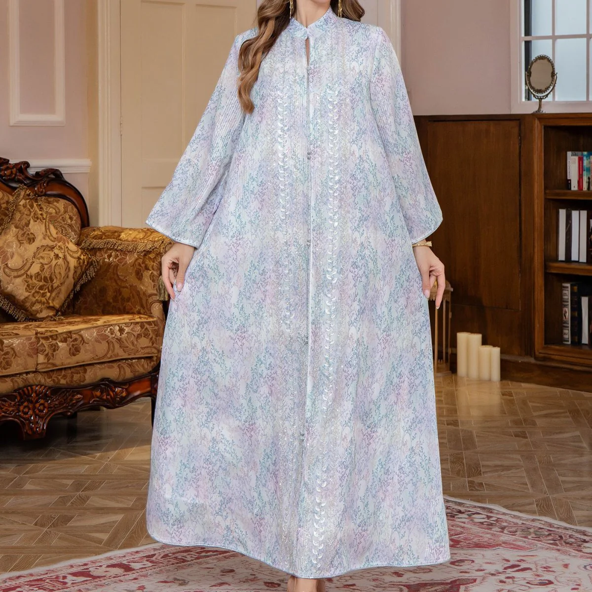 Floral Print Abaya(MA394) - Image 6