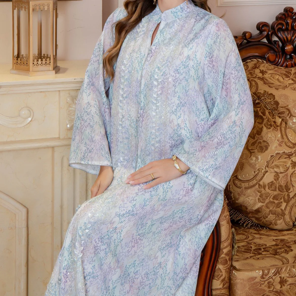 Floral Print Abaya(MA394) - Image 9