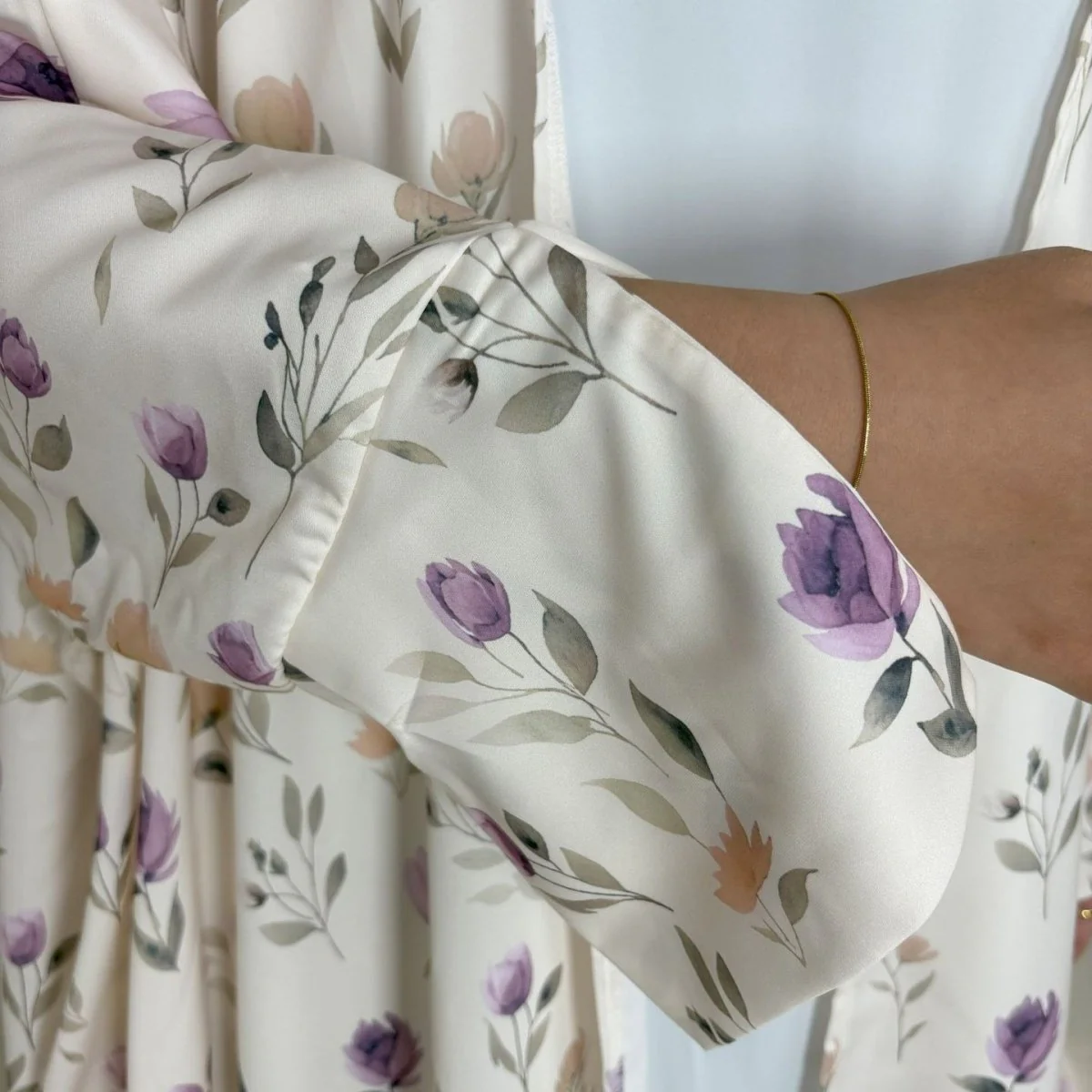 Floral Print Butterfly Sleeve Abaya Set | Resort Style Open-Front Cardigan(MOA256) - Image 12