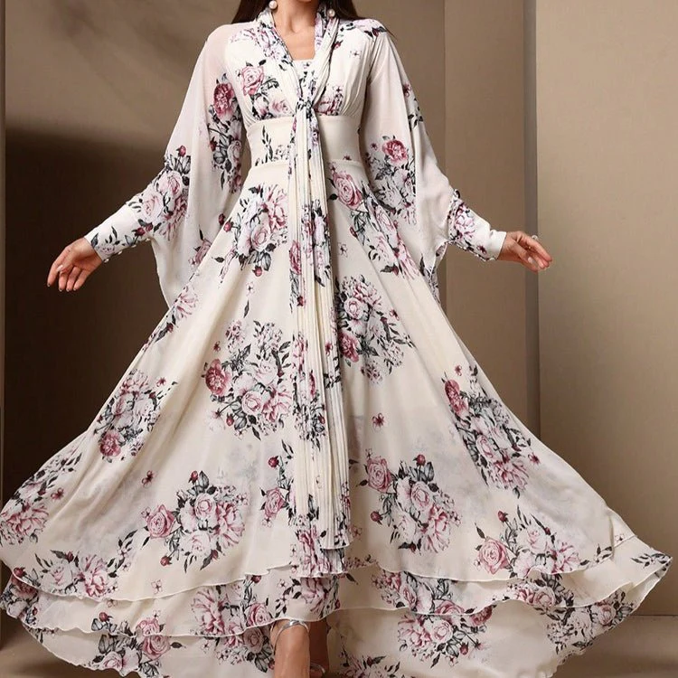 Floral Print Chiffon Kimono Dress(MS371) - Image 3