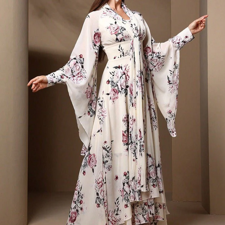 Floral Print Chiffon Kimono Dress(MS371) - Image 4