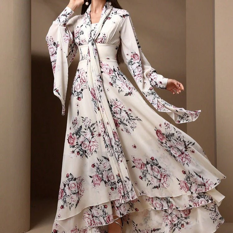 Floral Print Chiffon Kimono Dress(MS371) - Image 5