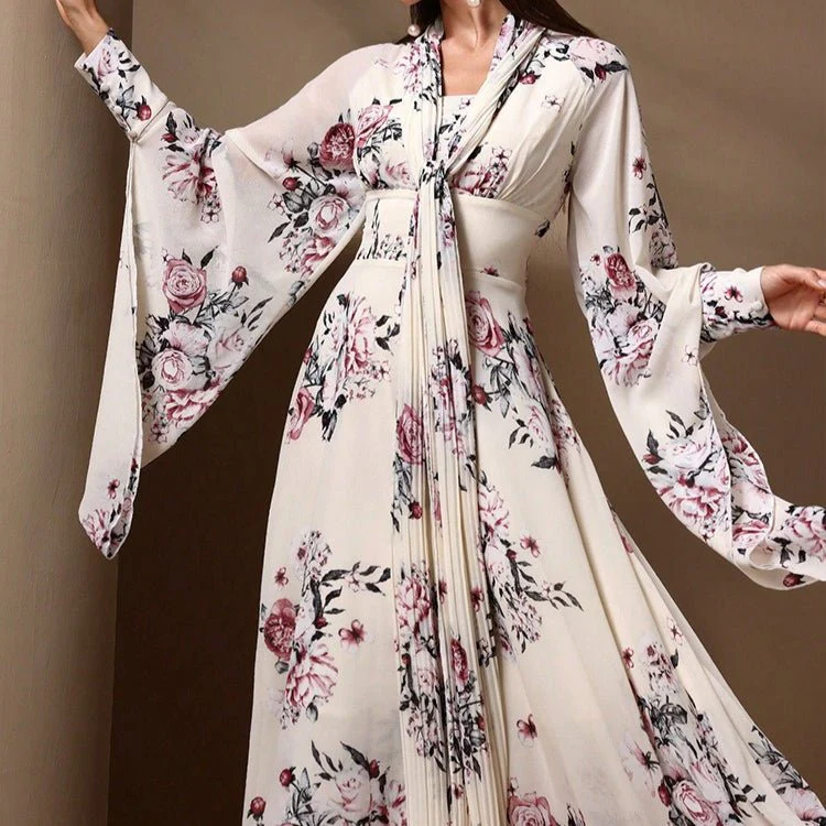 Floral Print Chiffon Kimono Dress(MS371) - Image 6