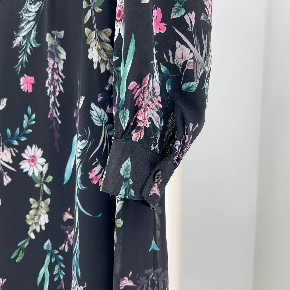 Floral Print Chiffon Maxi Dress | Modest High Neck Long Sleeve Dress with Belt (MA238) - Image 11