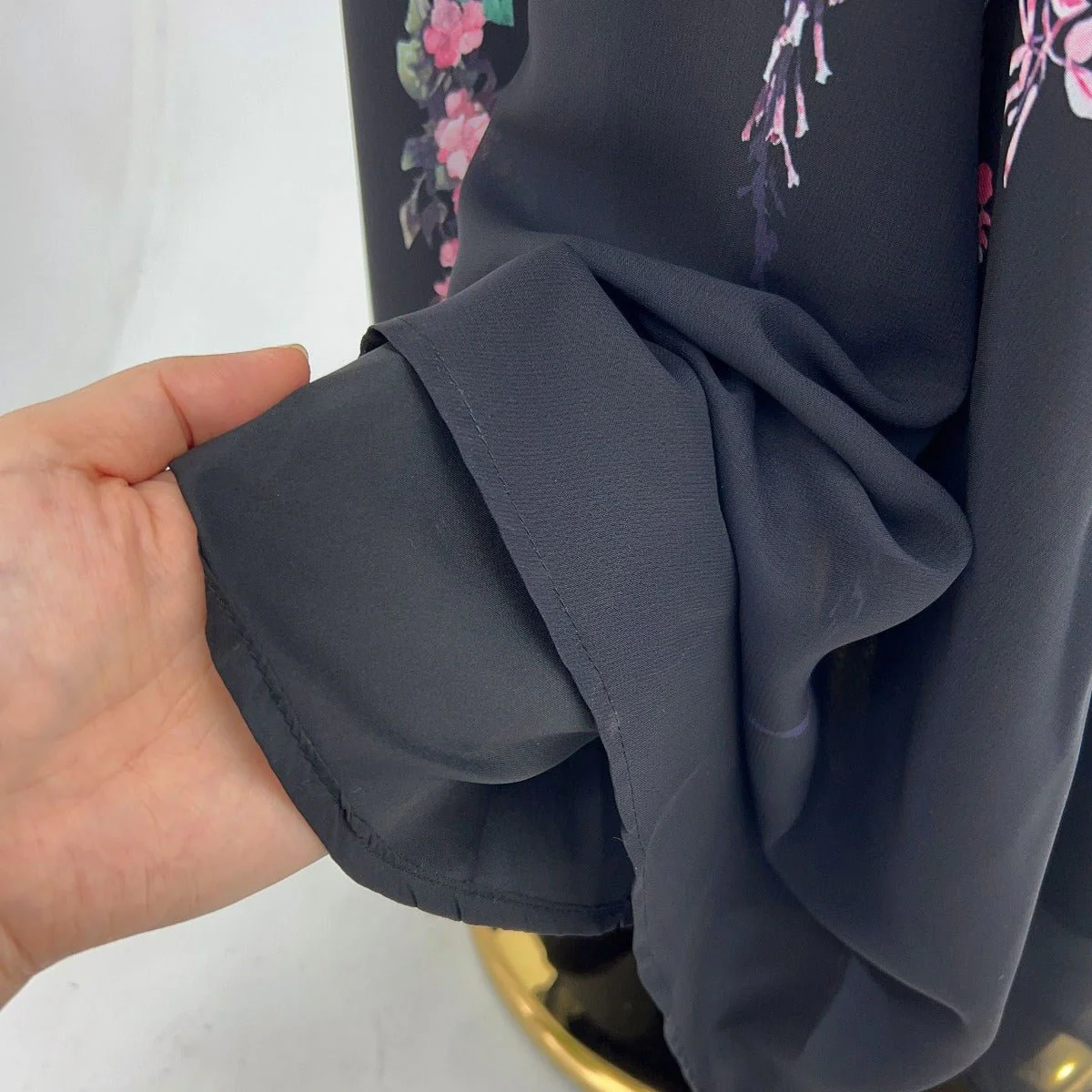 Floral Print Chiffon Maxi Dress | Modest High Neck Long Sleeve Dress with Belt (MA238) - Image 9
