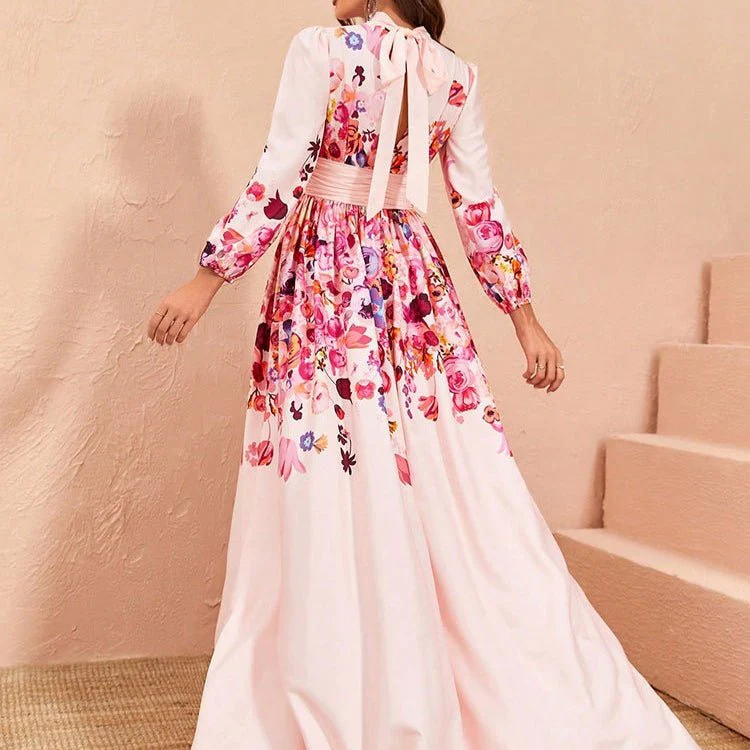 Floral Print Maxi Dress with Front Slit(MS366) - Image 5