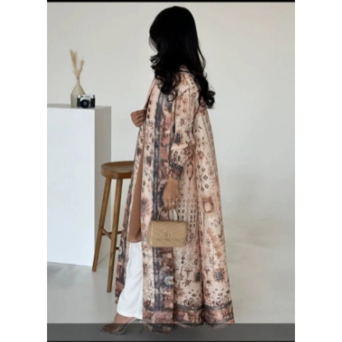 Floral Print Muslim Trench Coat - Modest Commuter Jacket Cape Robe(MOA212) - Image 14