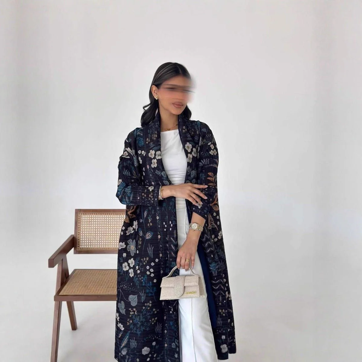 Floral Print Muslim Trench Coat - Modest Commuter Jacket Cape Robe(MOA212) - Image 2