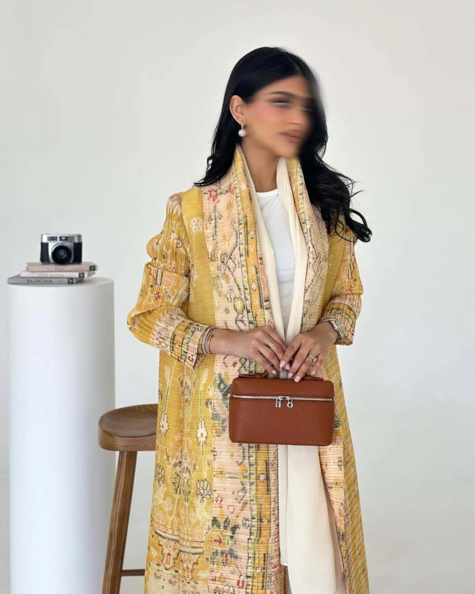 Floral Print Muslim Trench Coat - Modest Commuter Jacket Cape Robe(MOA212) - Image 22