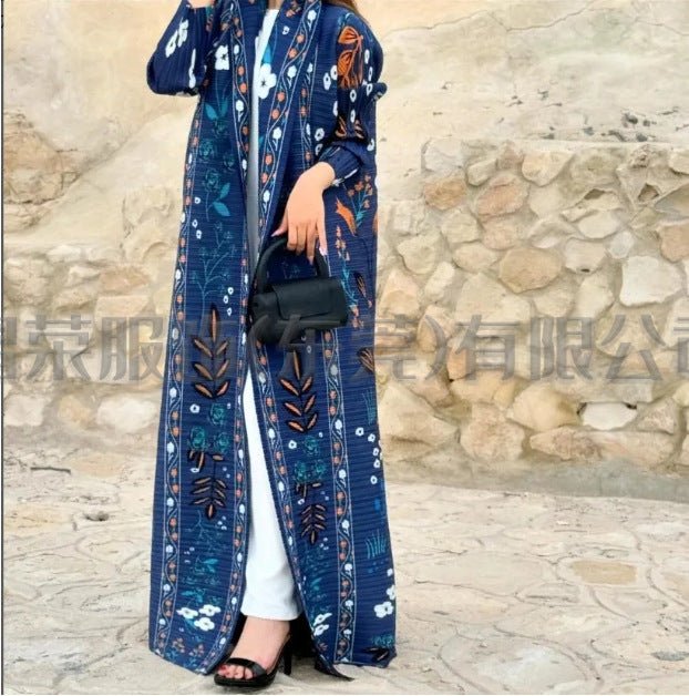Floral Print Muslim Trench Coat - Modest Commuter Jacket Cape Robe(MOA212) - Image 24