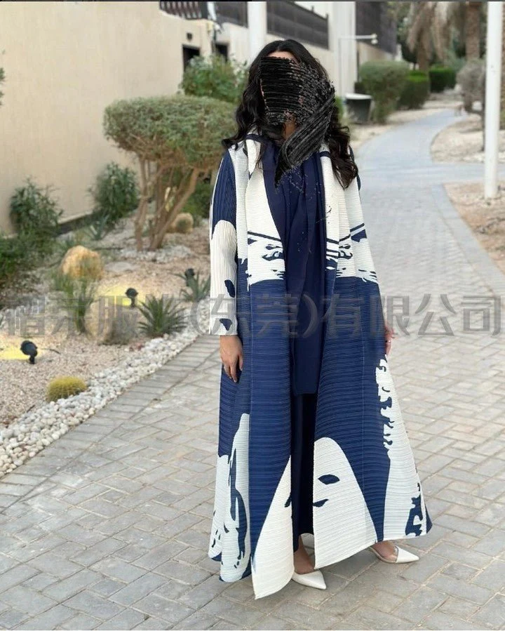 Floral Print Muslim Trench Coat - Modest Commuter Jacket Cape Robe(MOA212) - Image 26