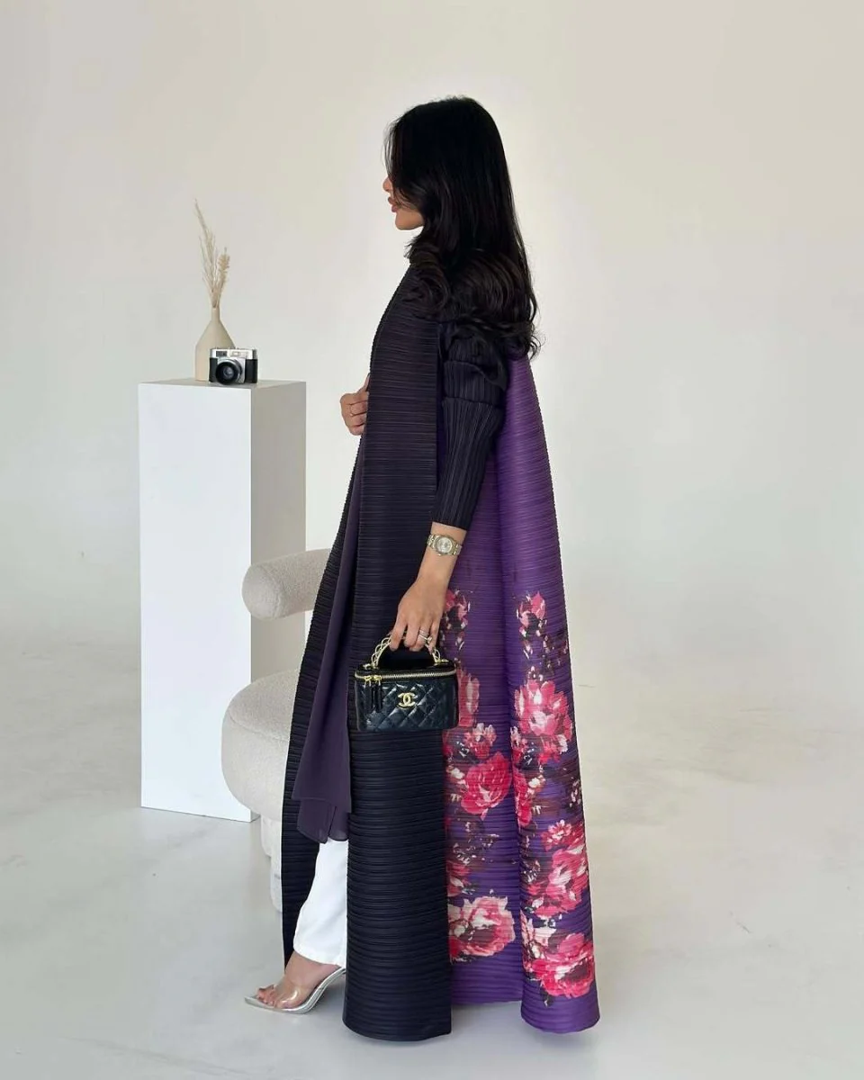 Floral Print Muslim Trench Coat - Modest Commuter Jacket Cape Robe(MOA212) - Image 29