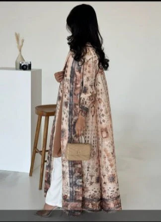 Floral Print Muslim Trench Coat - Modest Commuter Jacket Cape Robe(MOA212) - Image 32