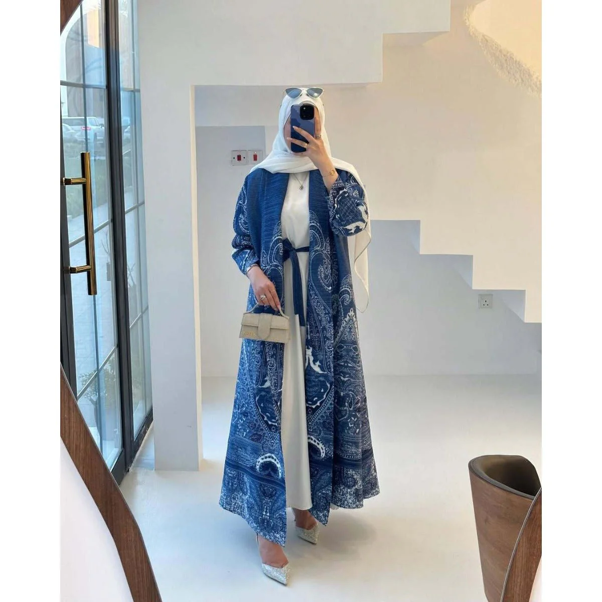 Floral Print Muslim Trench Coat - Modest Commuter Jacket Cape Robe(MOA212) - Image 8