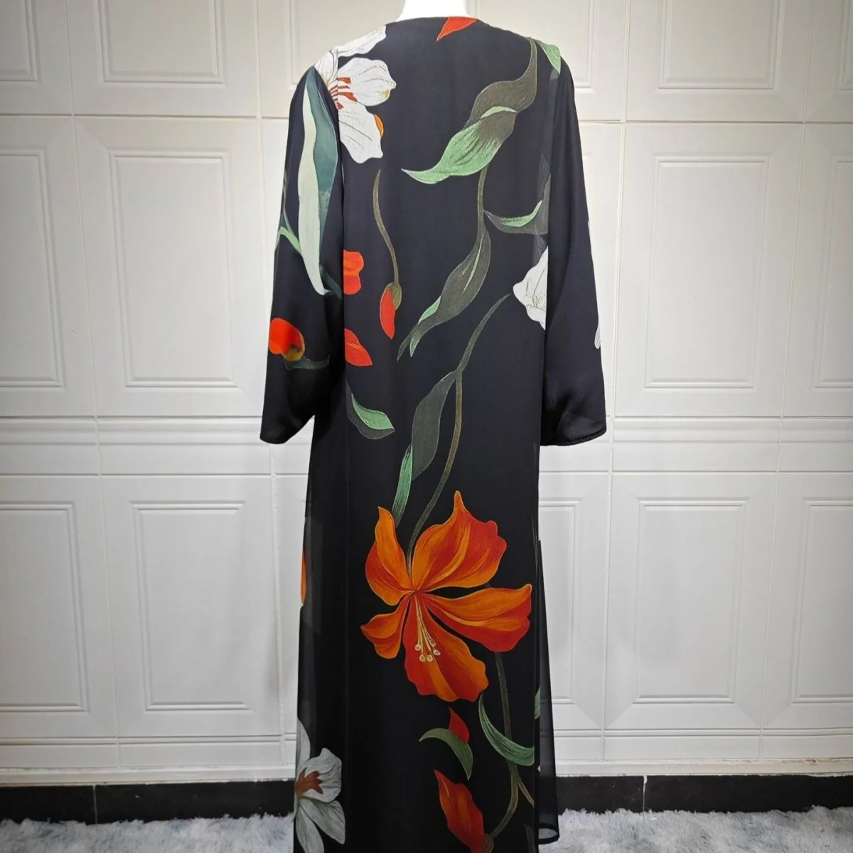 Floral Print Open Abaya with Matching Hijab (MOA287) - Image 10