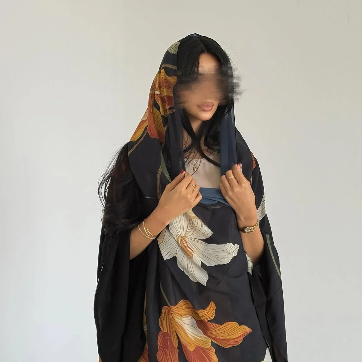 Floral Print Open Abaya with Matching Hijab (MOA287) - Image 2