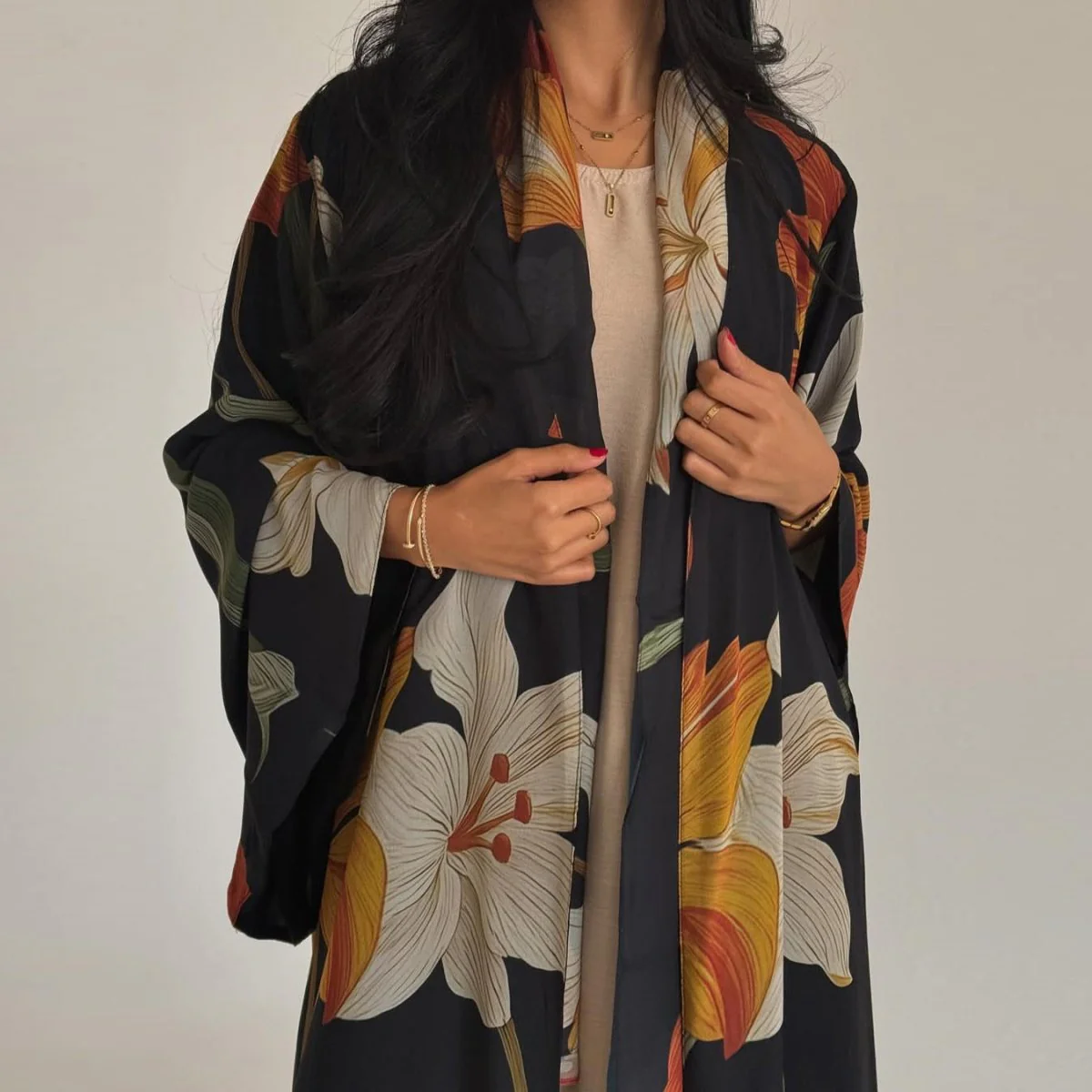 Floral Print Open Abaya with Matching Hijab (MOA287) - Image 4