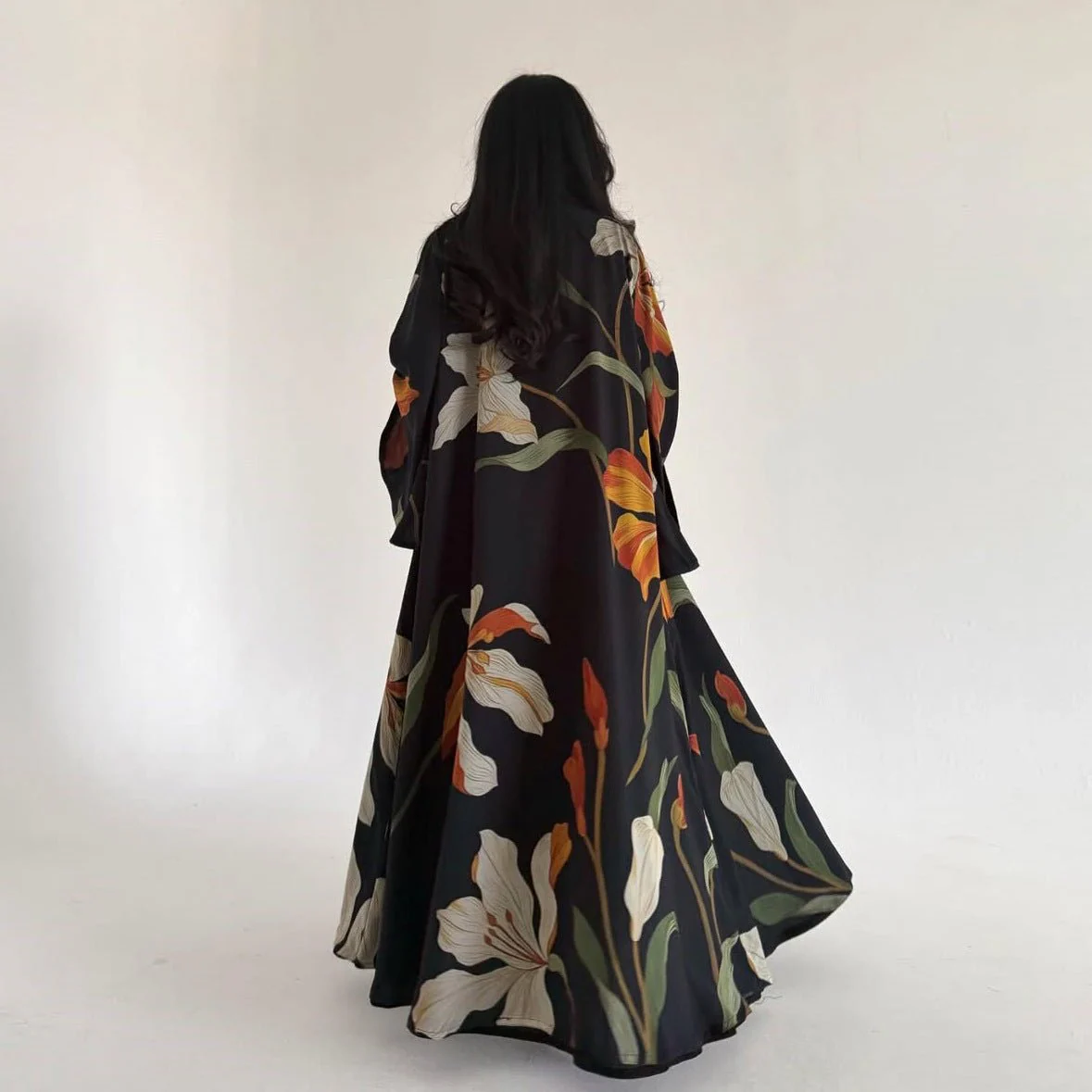 Floral Print Open Abaya with Matching Hijab (MOA287) - Image 6
