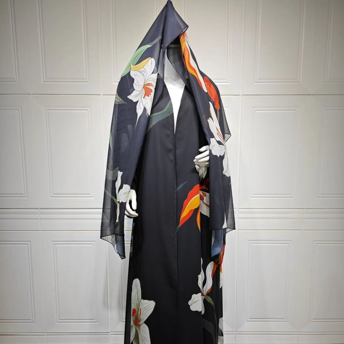 Floral Print Open Abaya with Matching Hijab (MOA287) - Image 7