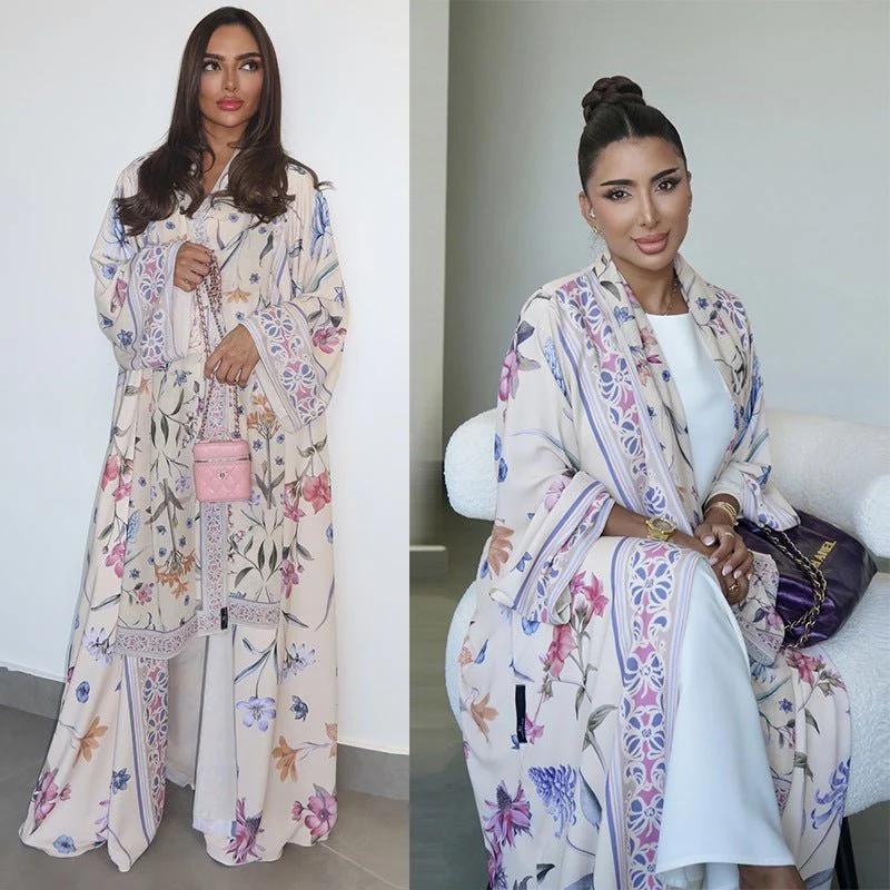 Floral Printed Abaya Set with Hijab (MOA267)