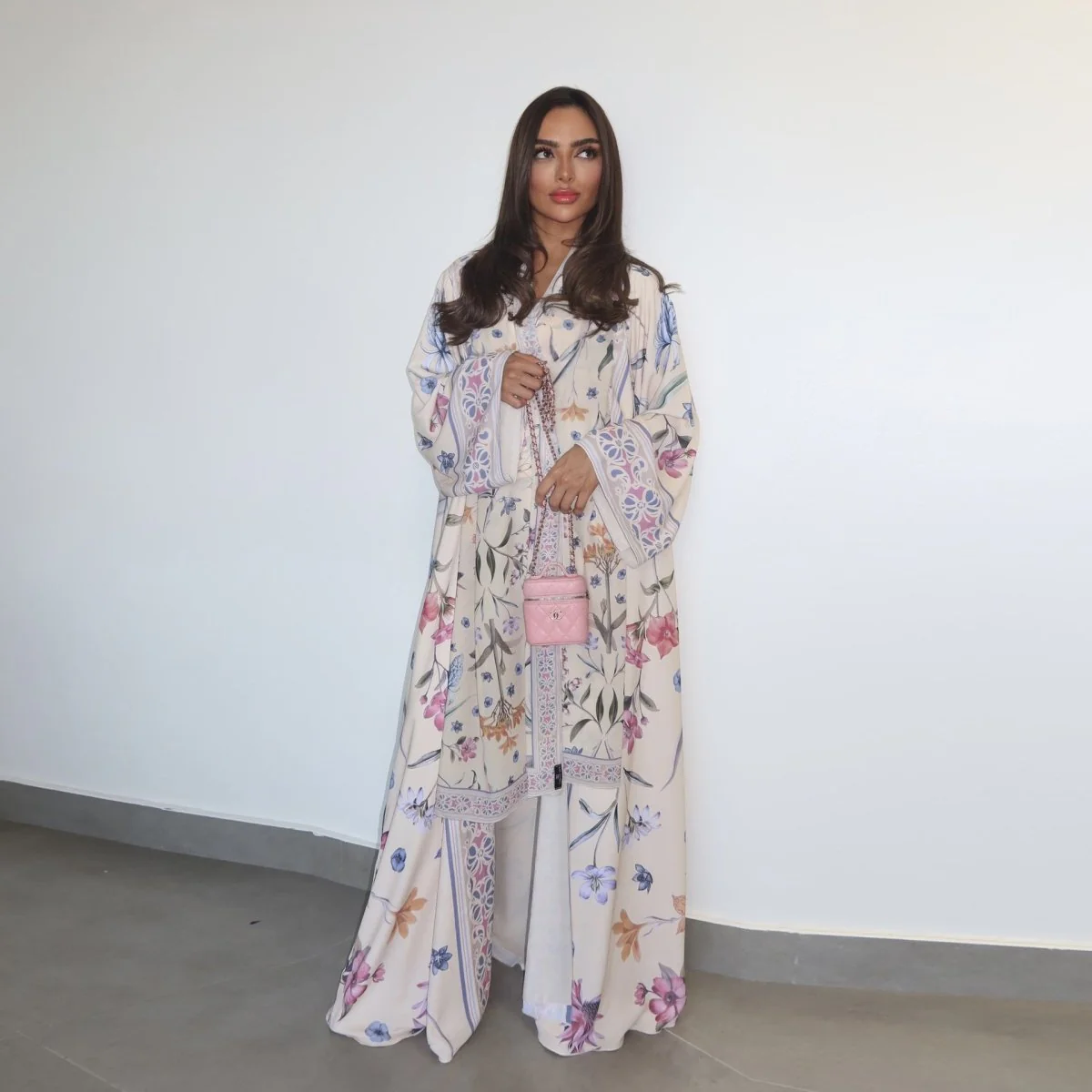 Floral Printed Abaya Set with Hijab (MOA267) - Image 12