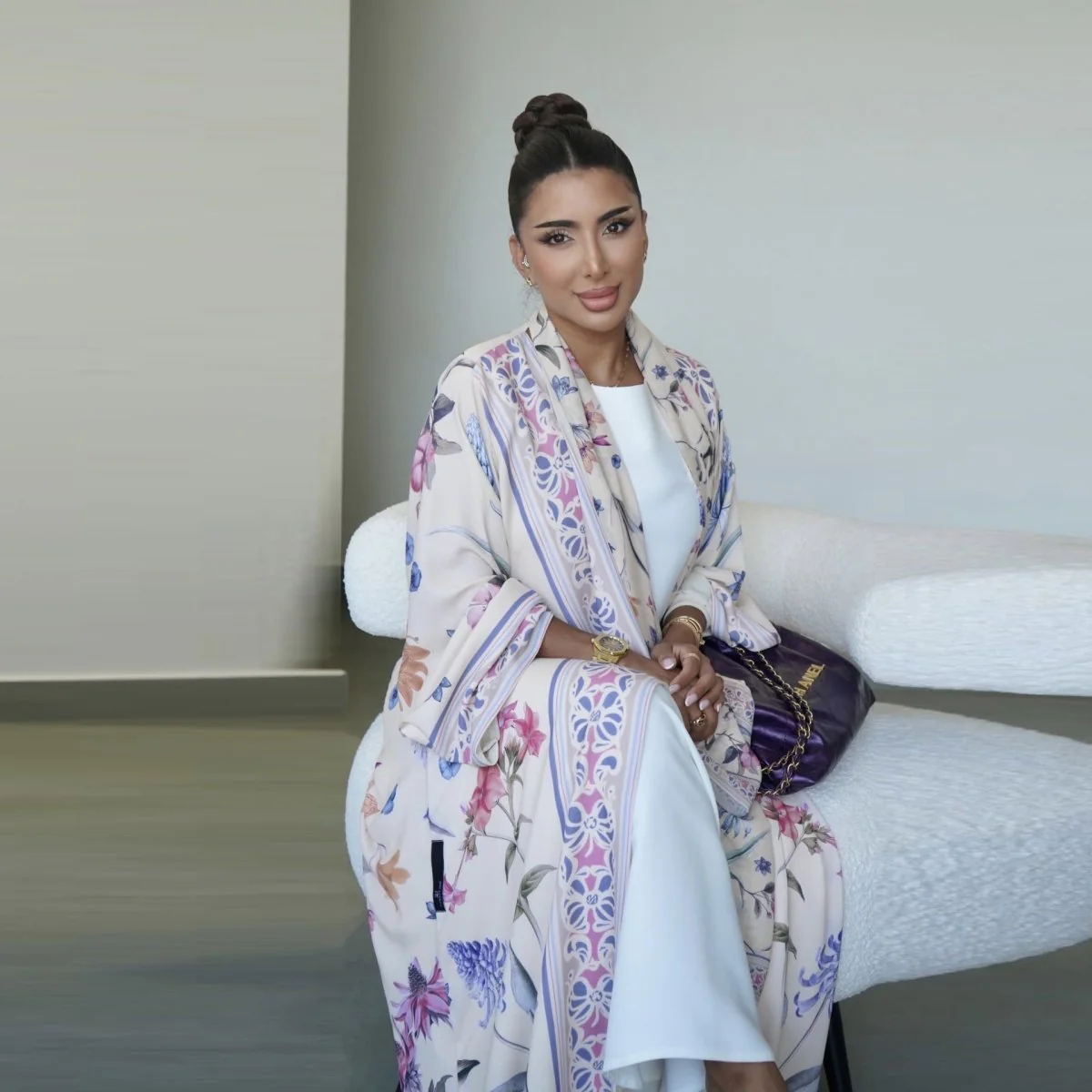 Floral Printed Abaya Set with Hijab (MOA267) - Image 14
