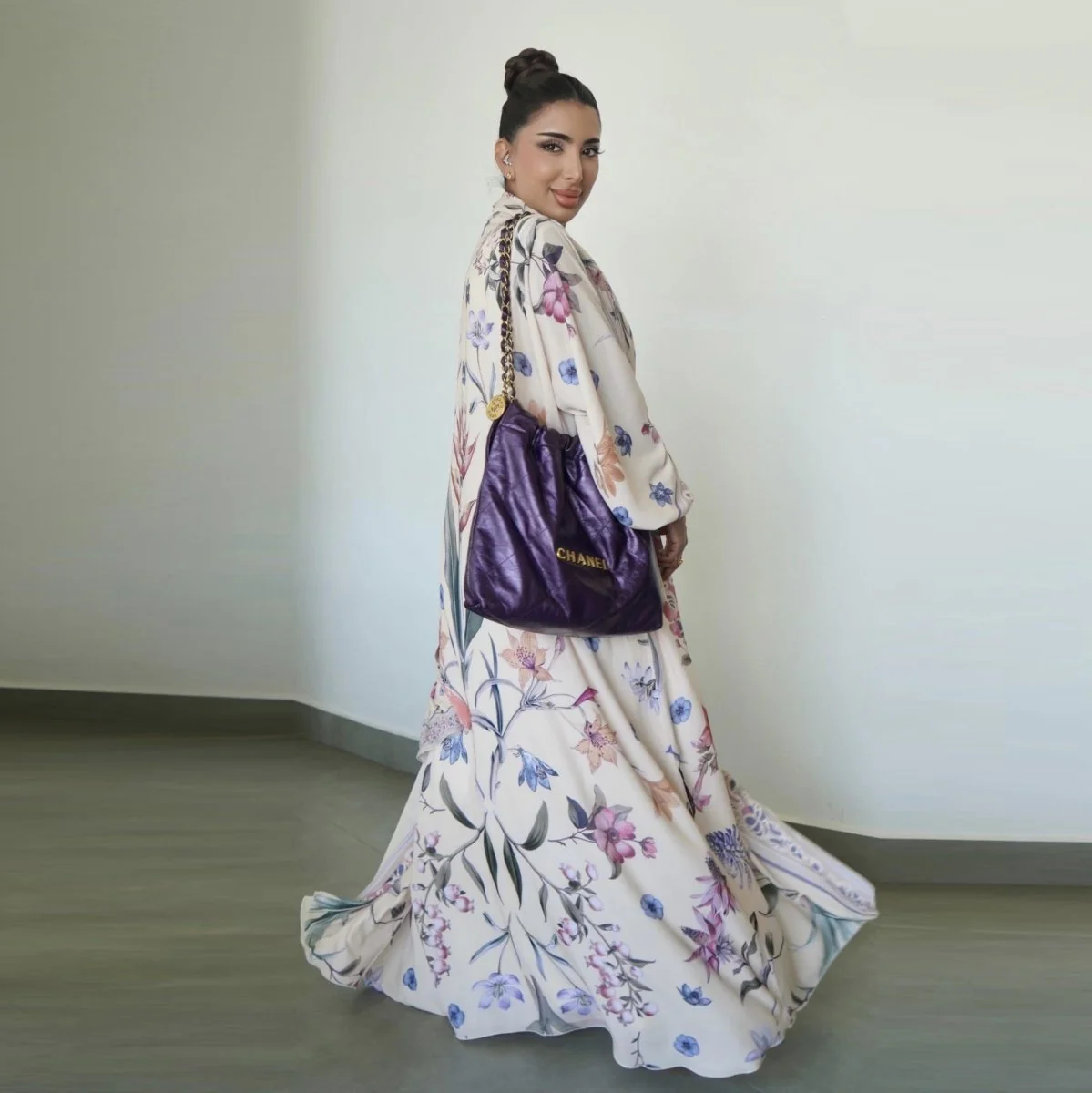 Floral Printed Abaya Set with Hijab (MOA267) - Image 15
