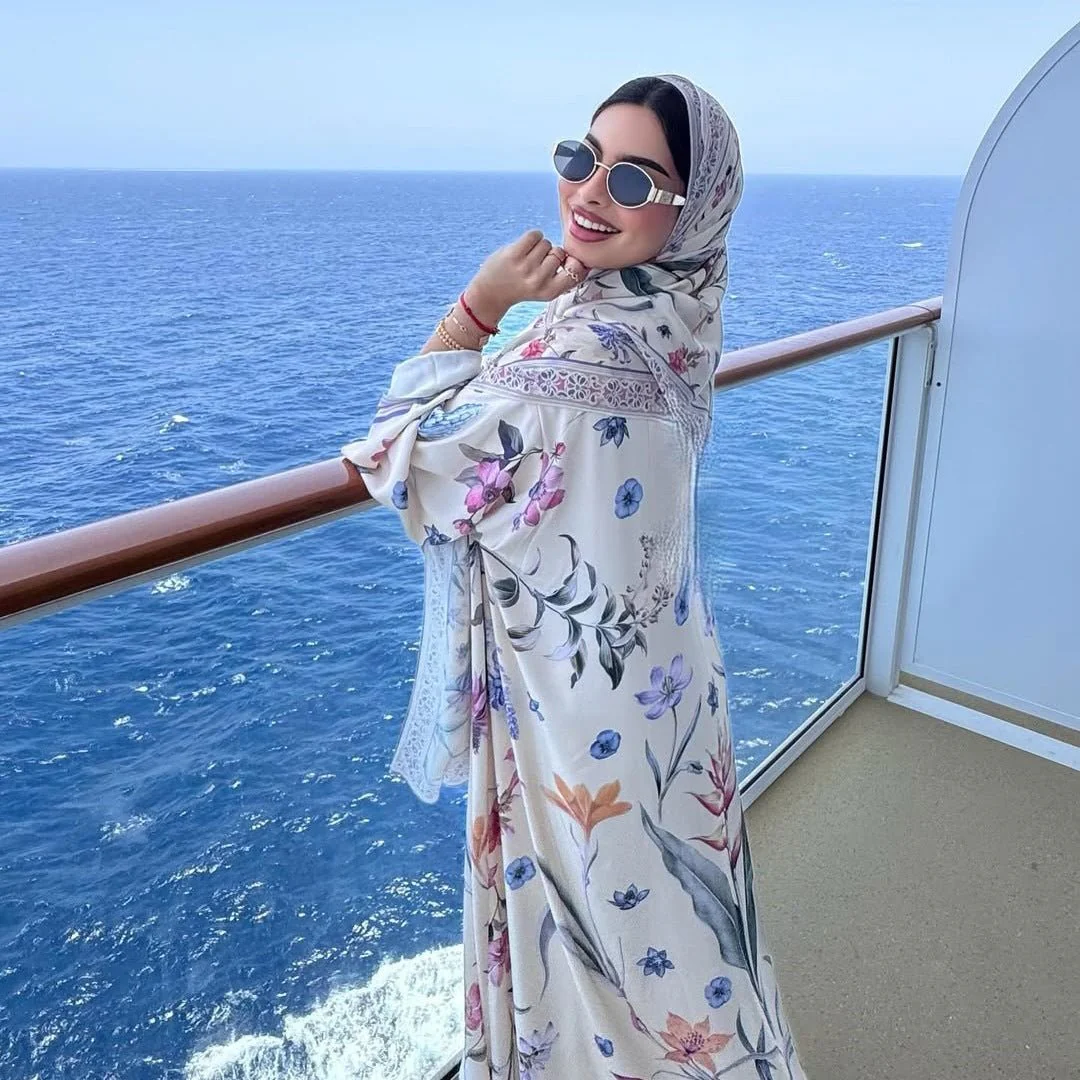 Floral Printed Abaya Set with Hijab (MOA267) - Image 17