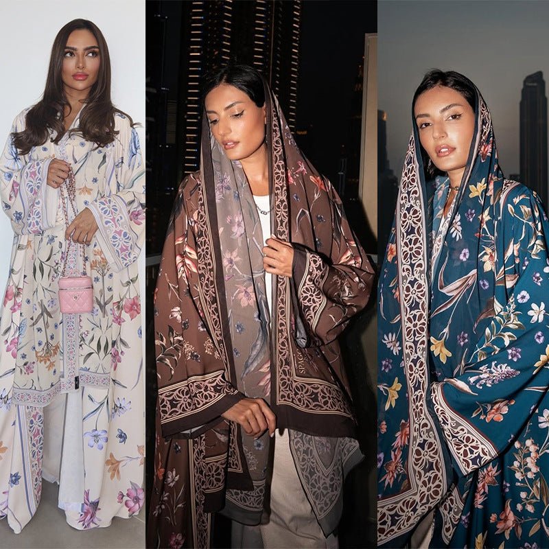 Floral Printed Abaya Set with Hijab (MOA267) - Image 4