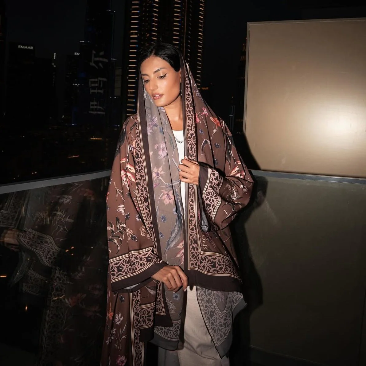 Floral Printed Abaya Set with Hijab (MOA267) - Image 5