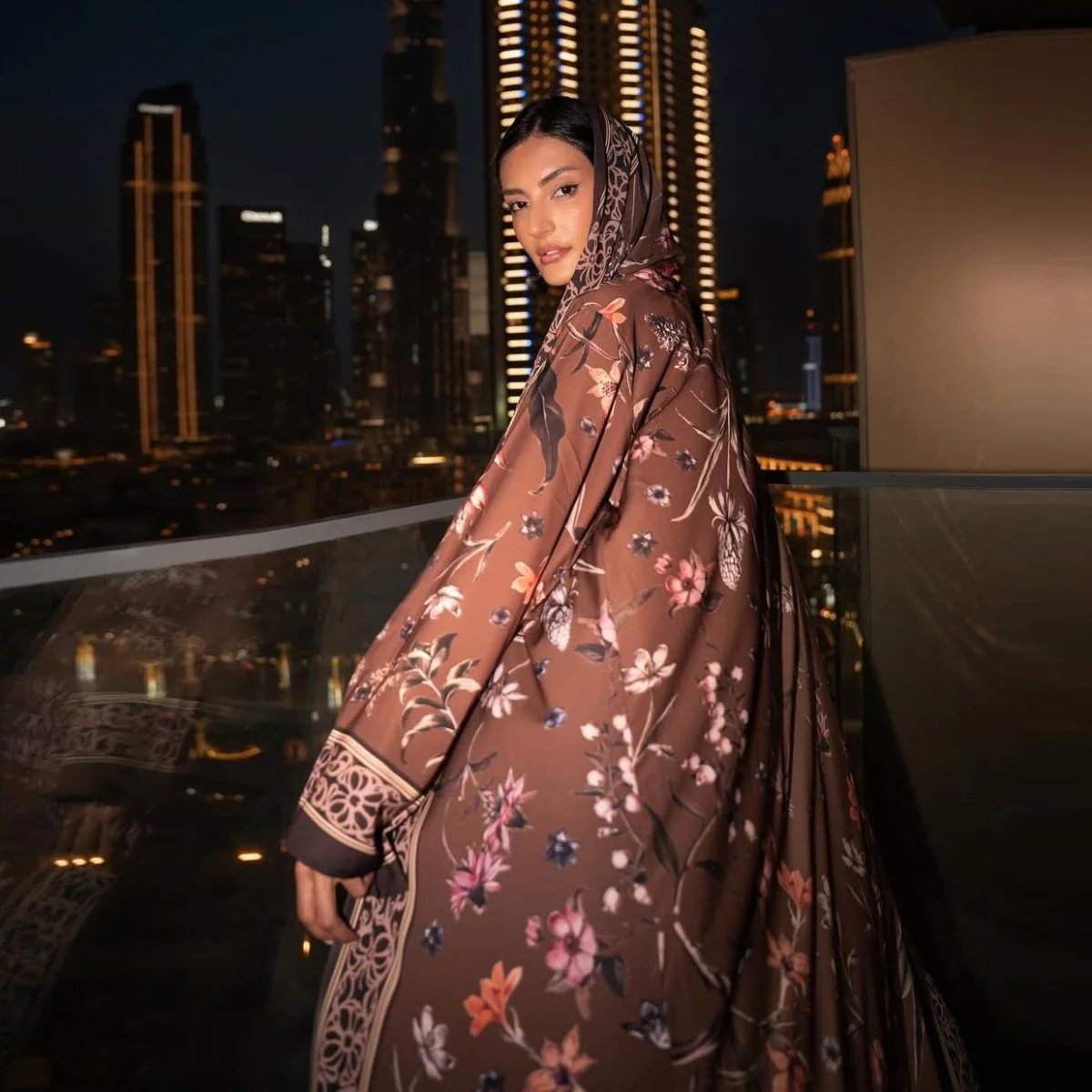 Floral Printed Abaya Set with Hijab (MOA267) - Image 6