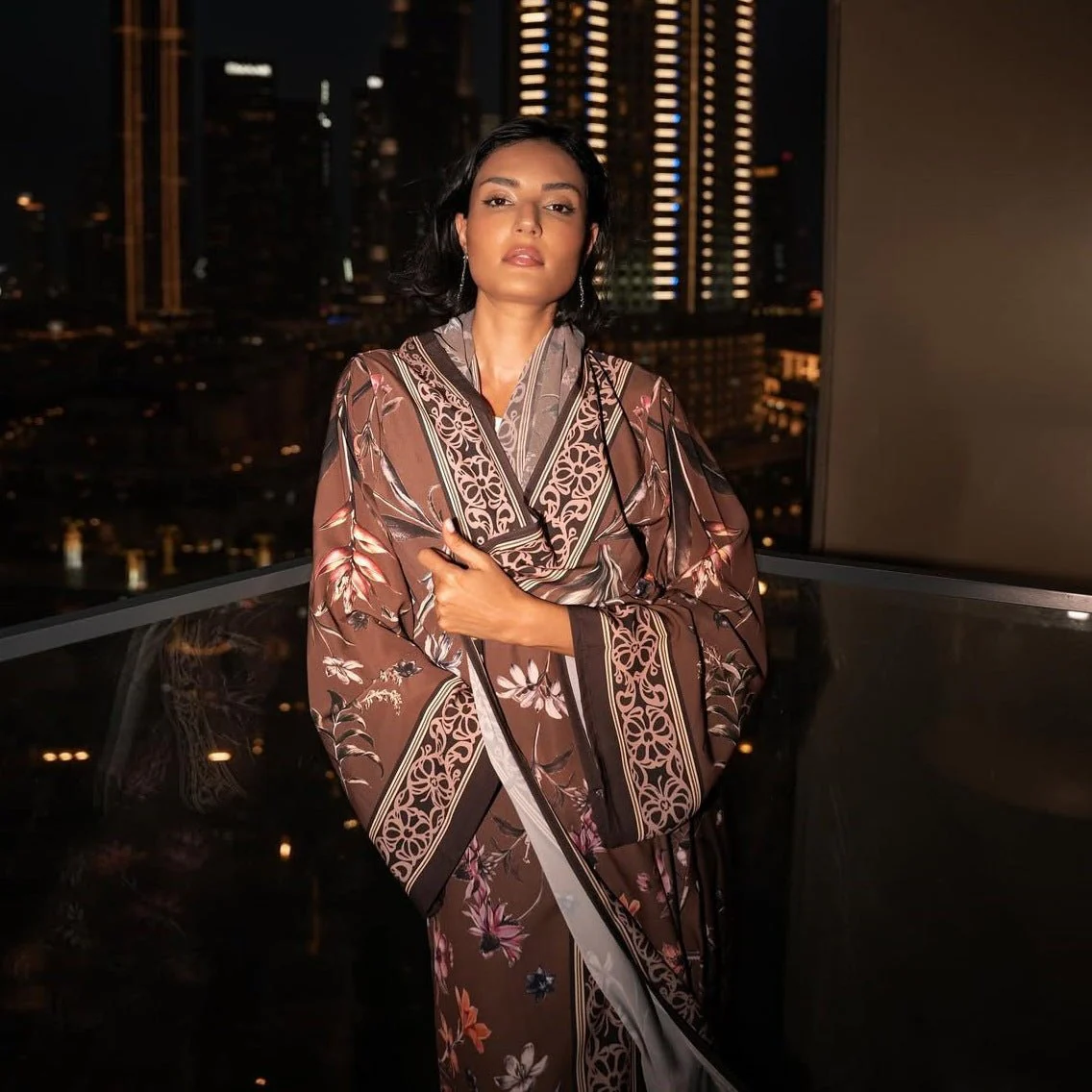 Floral Printed Abaya Set with Hijab (MOA267) - Image 7