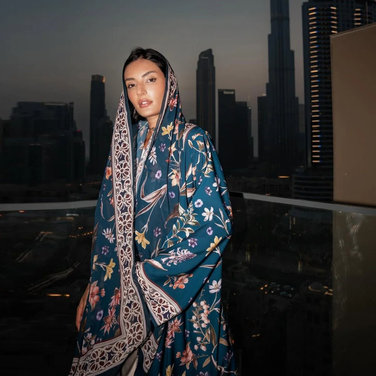 Floral Printed Abaya Set with Hijab (MOA267) - Image 8