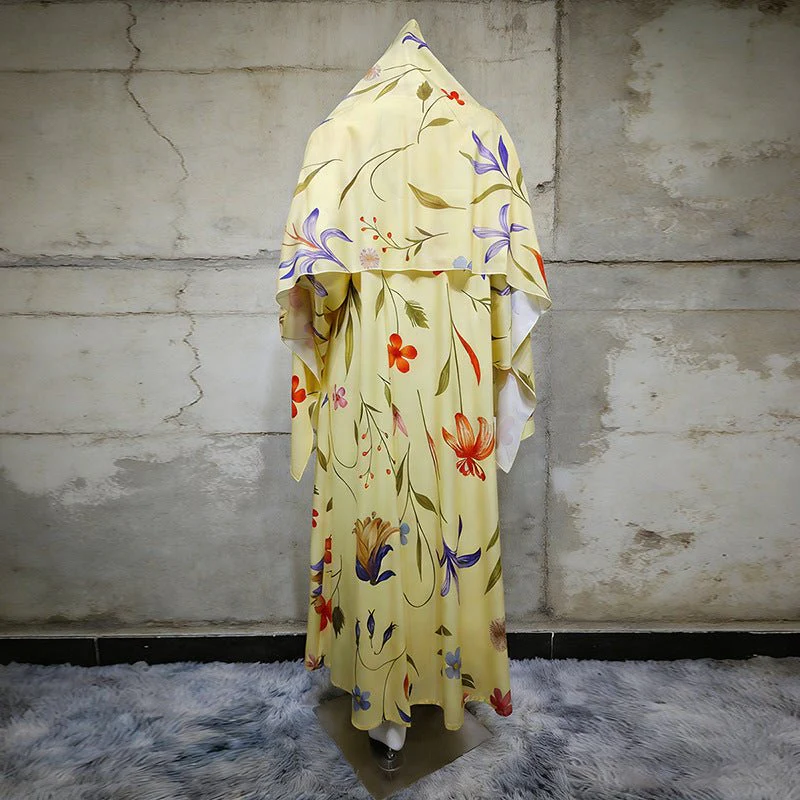 Floral Printed Oversized Abaya with Hijab (MOA297) - Image 5