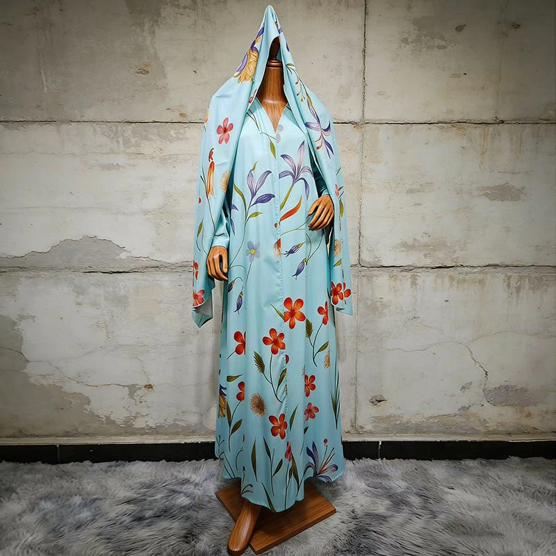 Floral Printed Oversized Abaya with Hijab (MOA297) - Image 6