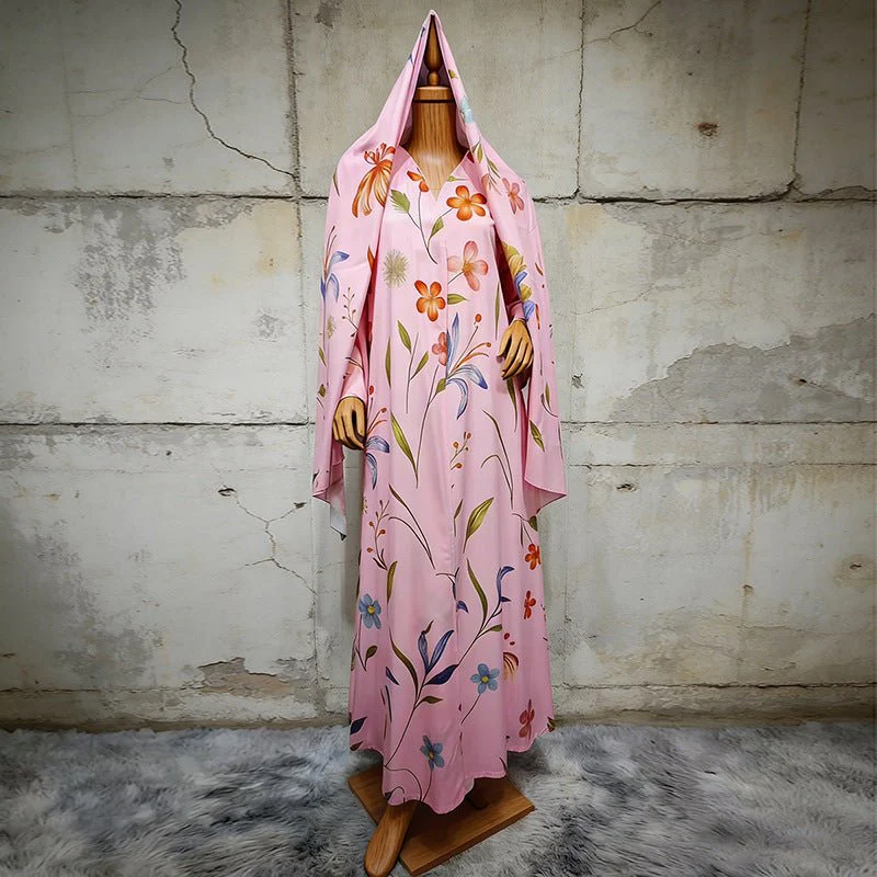 Floral Printed Oversized Abaya with Hijab (MOA297) - Image 7