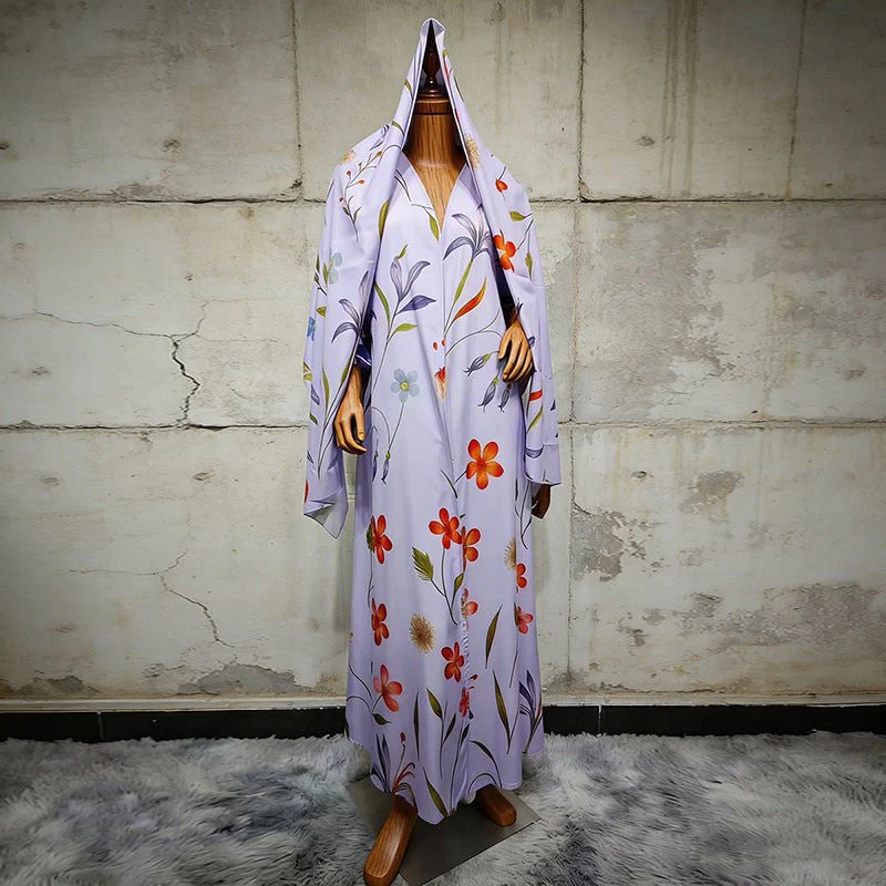 Floral Printed Oversized Abaya with Hijab (MOA297) - Image 8