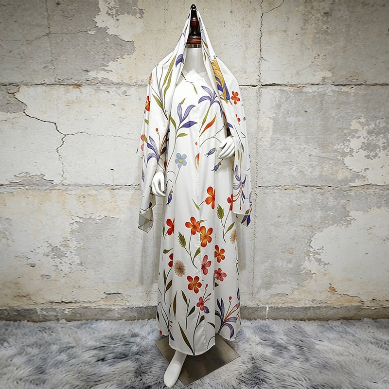 Floral Printed Oversized Abaya with Hijab (MOA297) - Image 9
