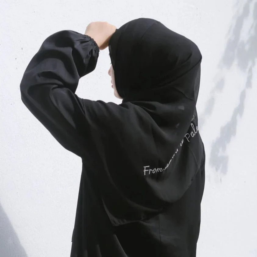 Free Palestine Chiffon Hijab – Cultural Statement Scarf with Arabic Letter Design (MH107) - Image 12