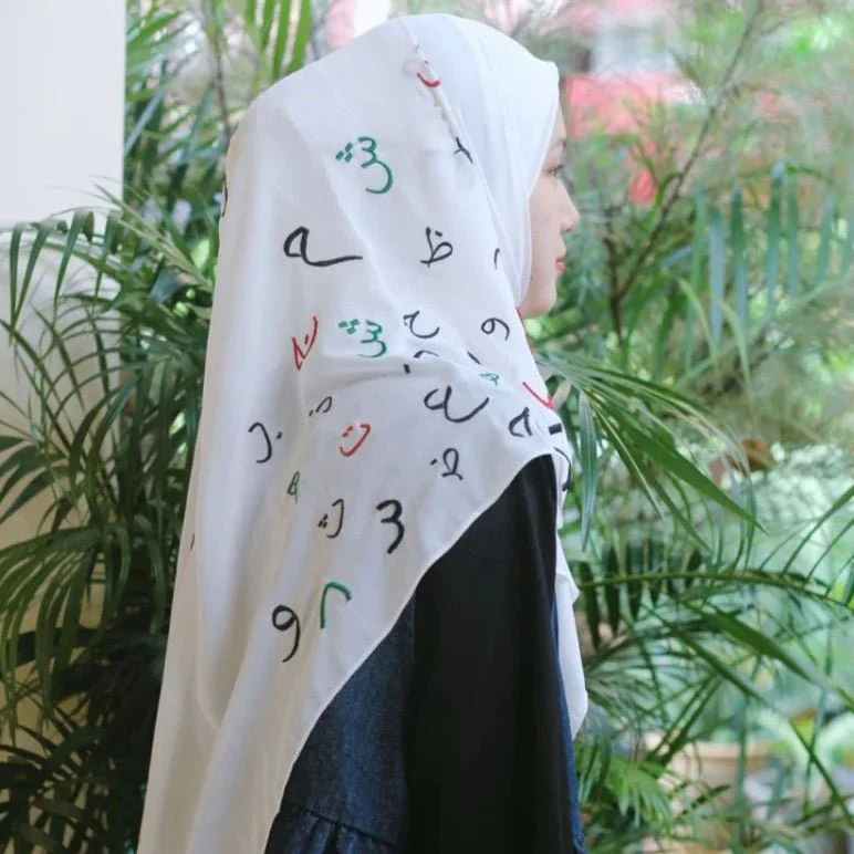 Free Palestine Chiffon Hijab – Cultural Statement Scarf with Arabic Letter Design (MH107) - Image 13