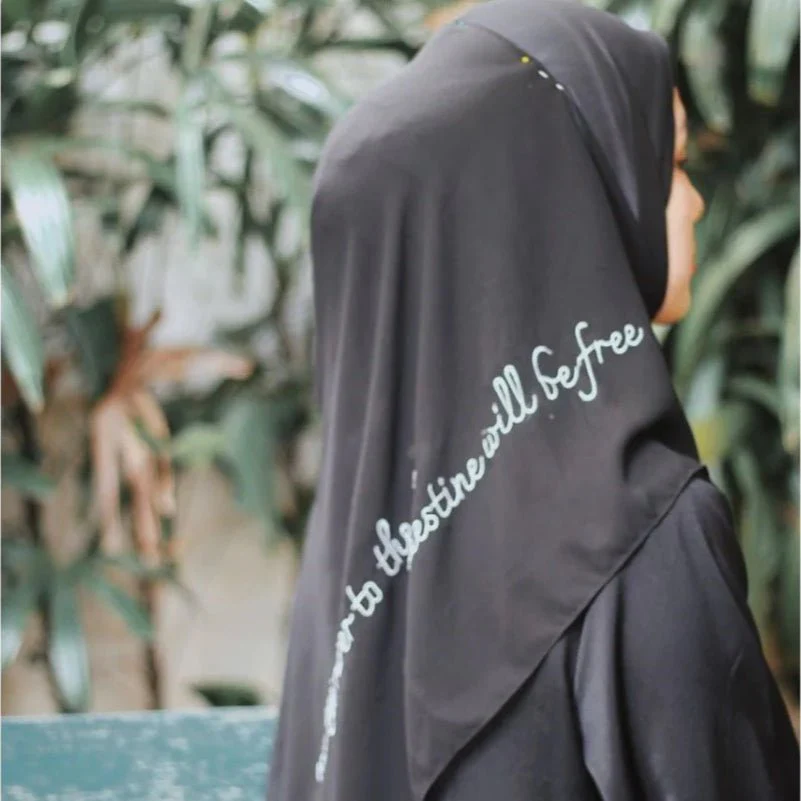 Free Palestine Chiffon Hijab – Cultural Statement Scarf with Arabic Letter Design (MH107) - Image 14